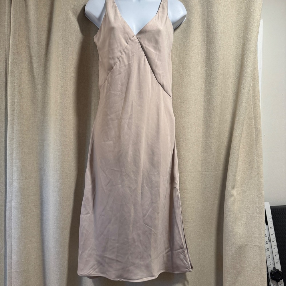 A New Day XS Sleeveless V Neck‎ Champagne Midi Dress Slit